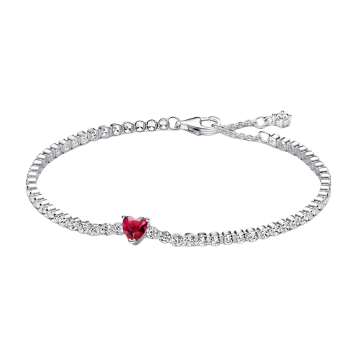 Pulsera Tenis Corazón Brillante Rojo