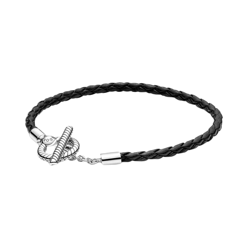 Pulsera Pandora Moments de Cuero Trenzado con Cierre en forma de T