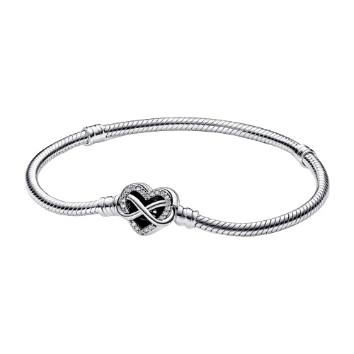 Pulsera Pandora Moments Cadena de Serpiente con Cierre Corazón Infinito Brillante