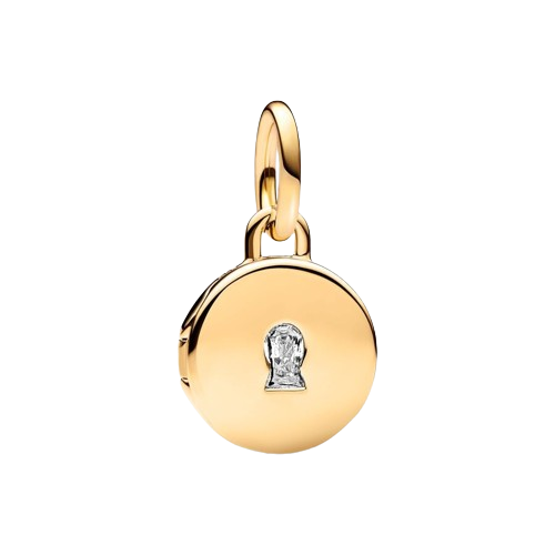 Charm Colgante Medalla Grabable que se abre Gold