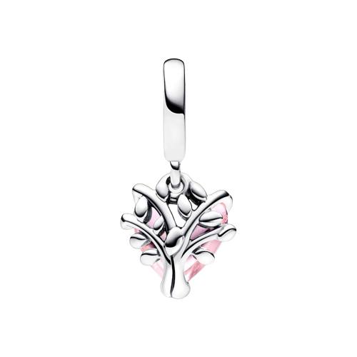 Charm Colgante Árbol de la Familia y Corazón Rosa