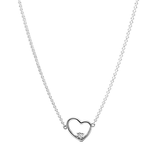 Collar en plata de primera ley Corazón de Amor Asimétrico