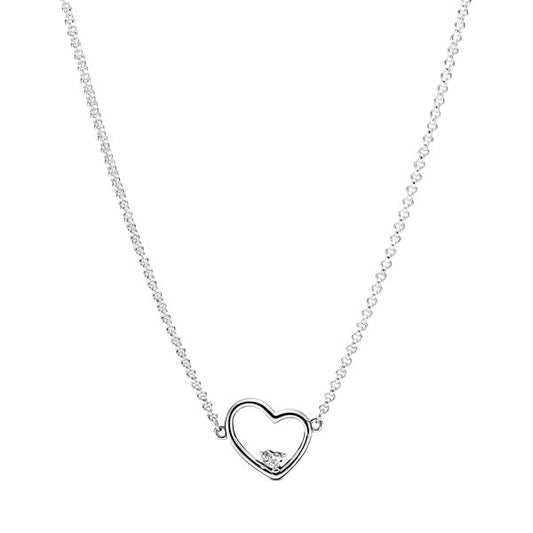 Collar en plata de primera ley Corazón de Amor Asimétrico