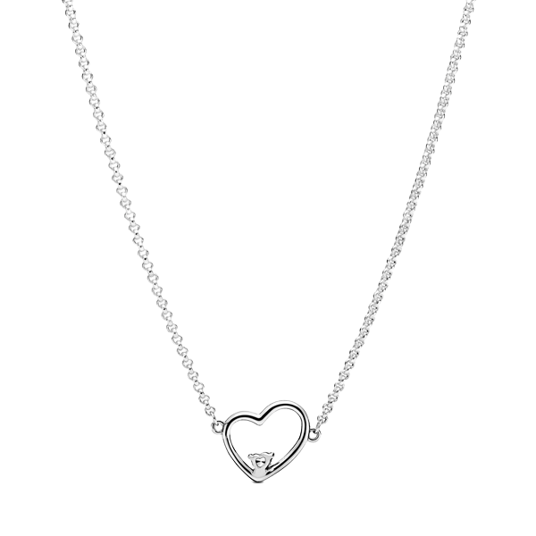 Collar en plata de primera ley Corazón de Amor Asimétrico