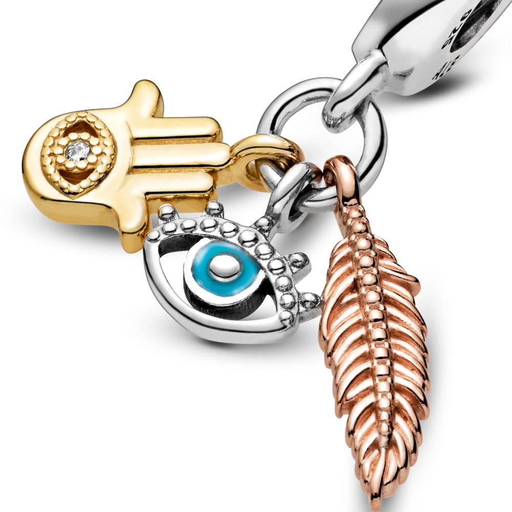 Charm Colgante Espiritualidad Jamsa, Ojo que Todo lo Ve y Pluma