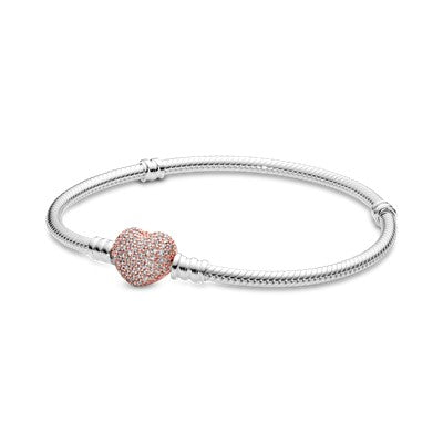 Pulsera Moments PANDORA Rose con cierre corazón para charms